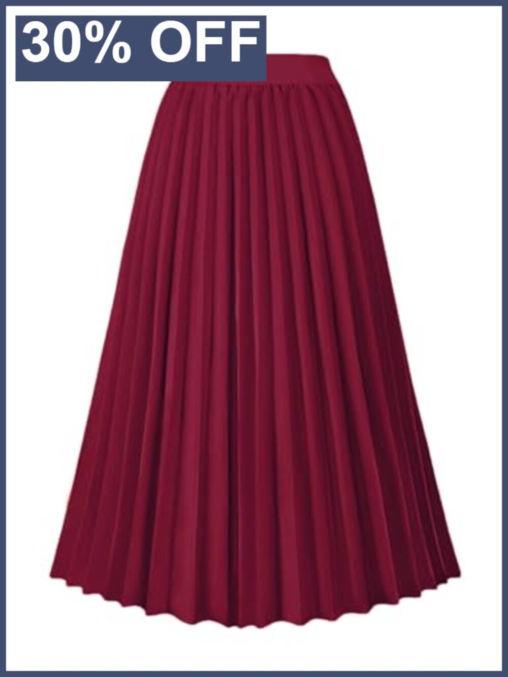 Women's High Waist Pleated A-Line Swing Midi Skirt